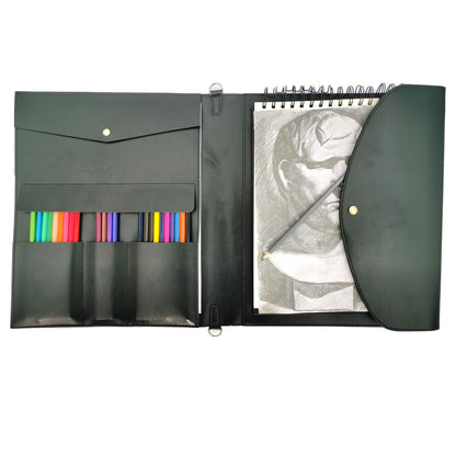 Sketchbook cover with pencil holder, Artist sketch book leather cover artis Gifts, Drawing books and pencil case, Art book for drawing (for 9"X12" Sketchbook)
