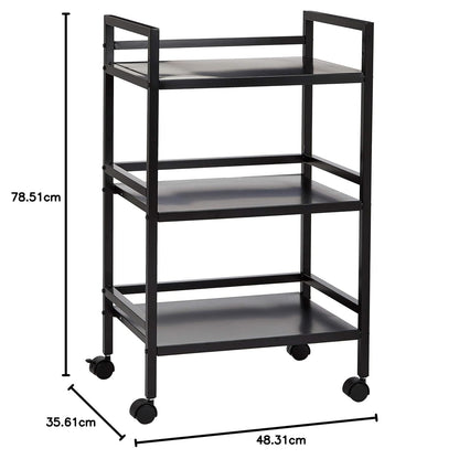 Amazon Basics 3-Tier Metal Rolling Utility Cart, Storage Organizer, Multifunctional Storage, Mobile Shelving, Black
