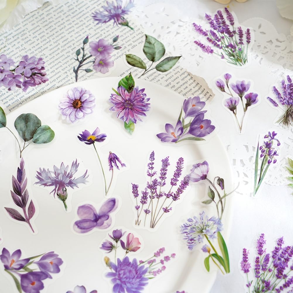 Obujopal 600 Pcs Natural Botanical Flower Stickers, Wildflower Stickers for Scrapbooking Junk Journal Notebook Diary Planner Letter Envelope Water Bottle Phone Case Craft Decoration (Set of 6)
