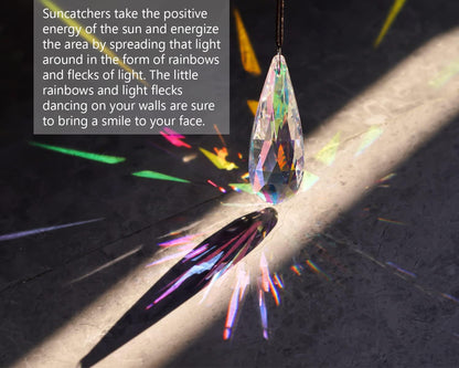 120mm H&D HYALINE & DORA Hanging Window Crystal Teardrop Prism, Suncatcher Crystal Light Catcher, Glass Hanging