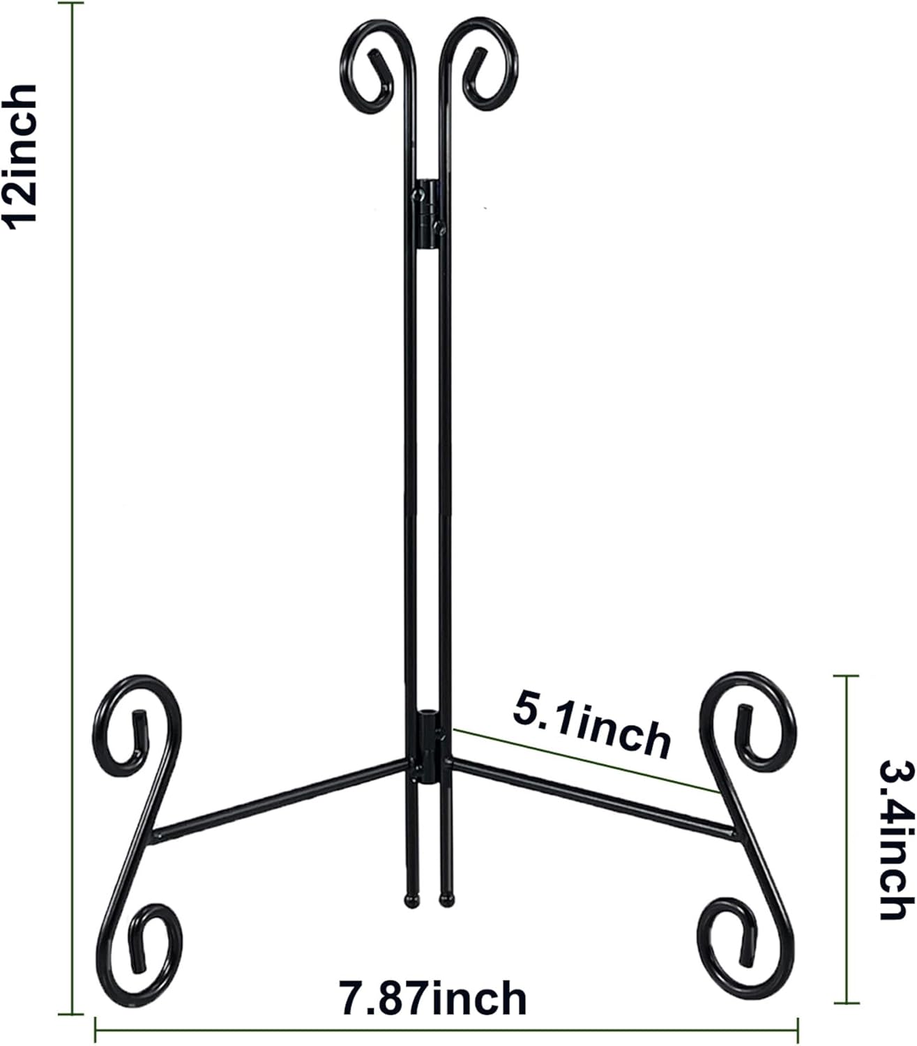 12 Inch Plate Stands for Display, 2 Pack Black Iron Adjustable Easel Stand for Photo Frame, Plate, Home Decoration