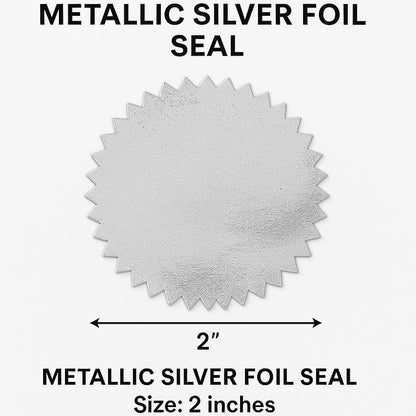 PaperDirect Silver Foil Certificate Seals, 2" Self‑Adhesive Scalloped Stickers, 100‑Pack for Awards, School Certificates, Workplace Recognition, Diplomas & Official Documents