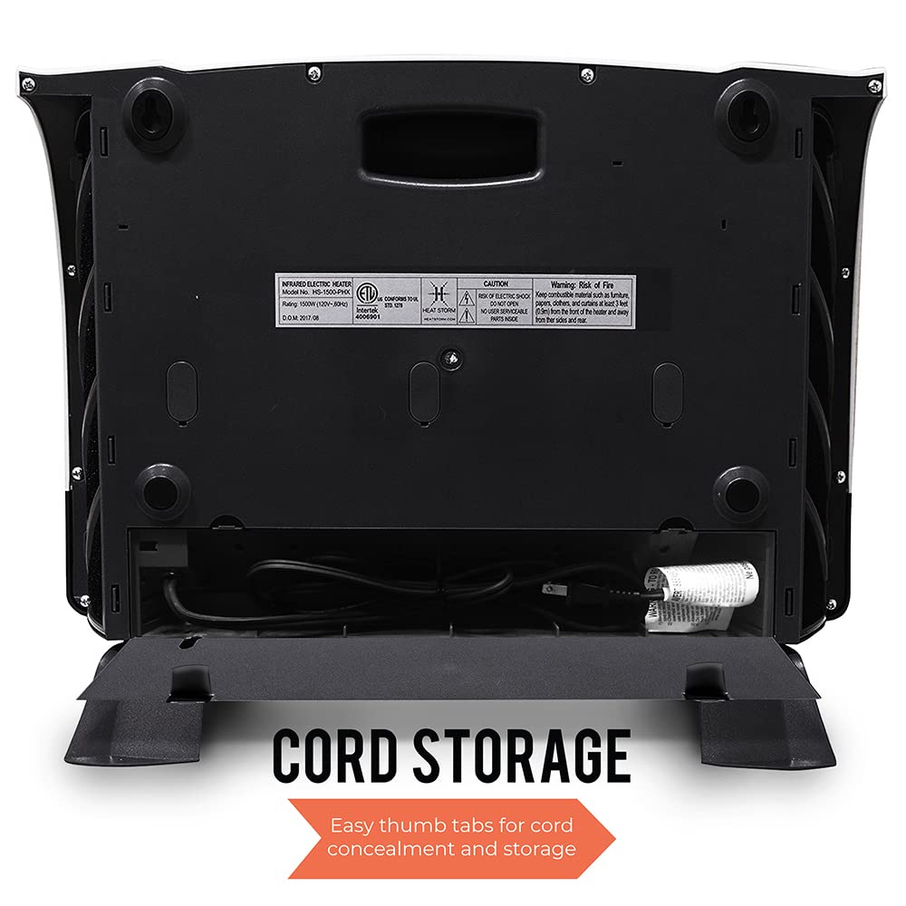 Heat Storm Phoenix HS-1500-PHX, Infrared Space Heater with Attachable Feet, Remote Control, Energy Efficient-750-1500 Watts, Gray Floor or Wall