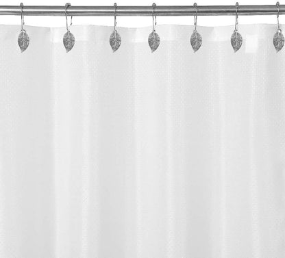 CHICTIE Silver Shower Curtain Rings Hooks - Chrome Leaves Decorative Set of 12 Stainless Steel Rust-Proof