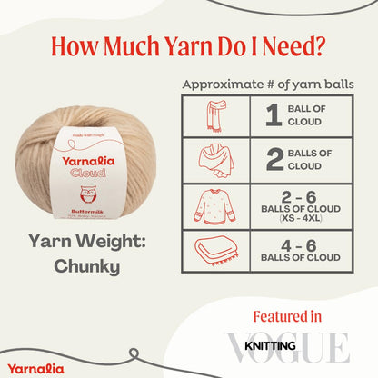 Cloud Chunky Blend Yarn 2-Pack, Super-Soft Baby Alpaca & Merino Fiber Blown into a Recycled Polyamide Tube, Premium Yarn Spun in Peru, Available in 12 Colors for Knitting and Crocheting, Snow.