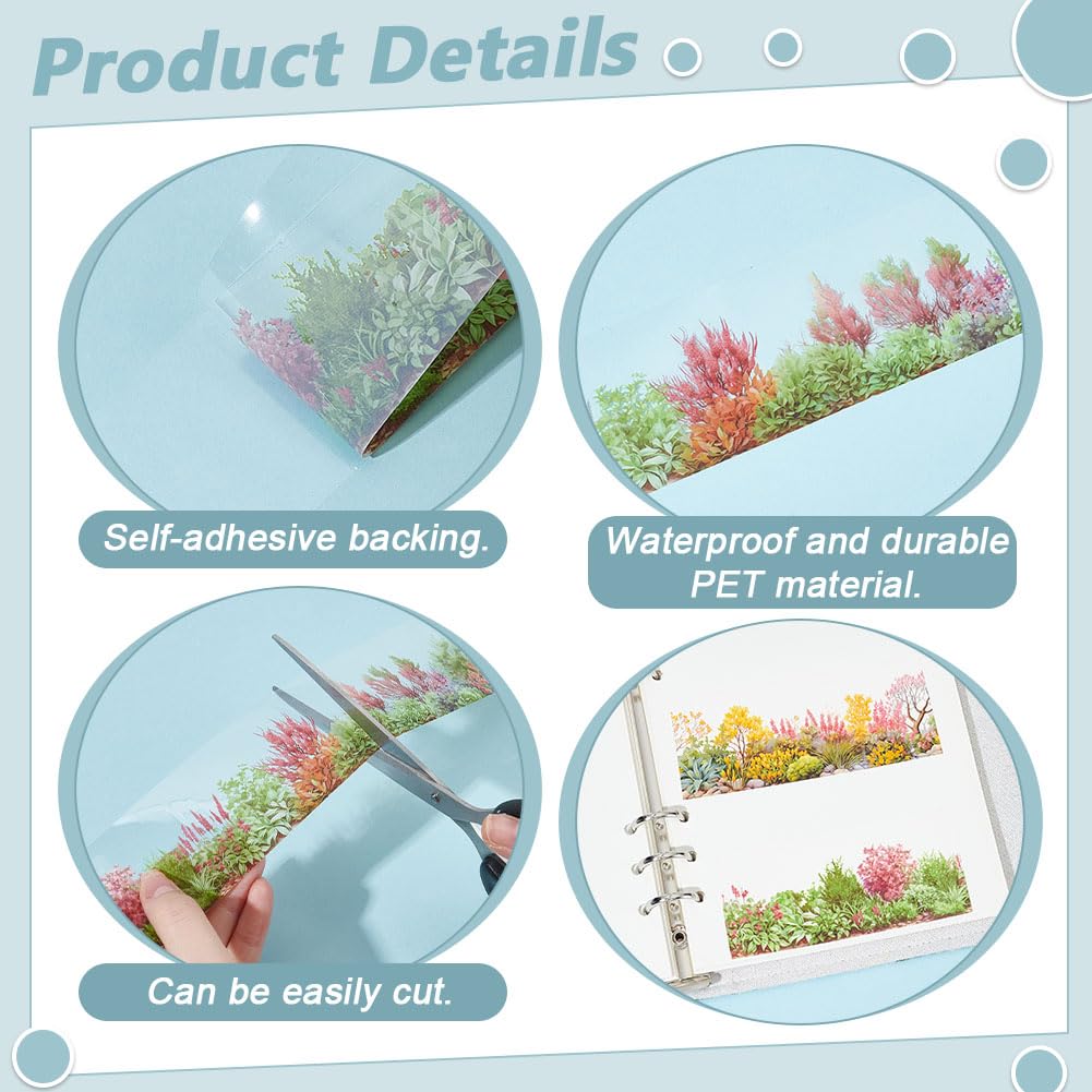 FREEBLOSS 8 Rolls PET Tape Set Self-Adhesive PET Tape Stickers Floral and Botanical Pattern Transparent Decorative Tapes Bulk for Scrapbook Crafts Notebook Album Gift Wrap, (2" Wide, 2M per Roll)