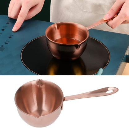 Stainless Steel Butter Warmer, 6.7oz / 200ml Mini Milk Pot with Pour Spouts for Boiling Milk and Sauces (Rose Gold)