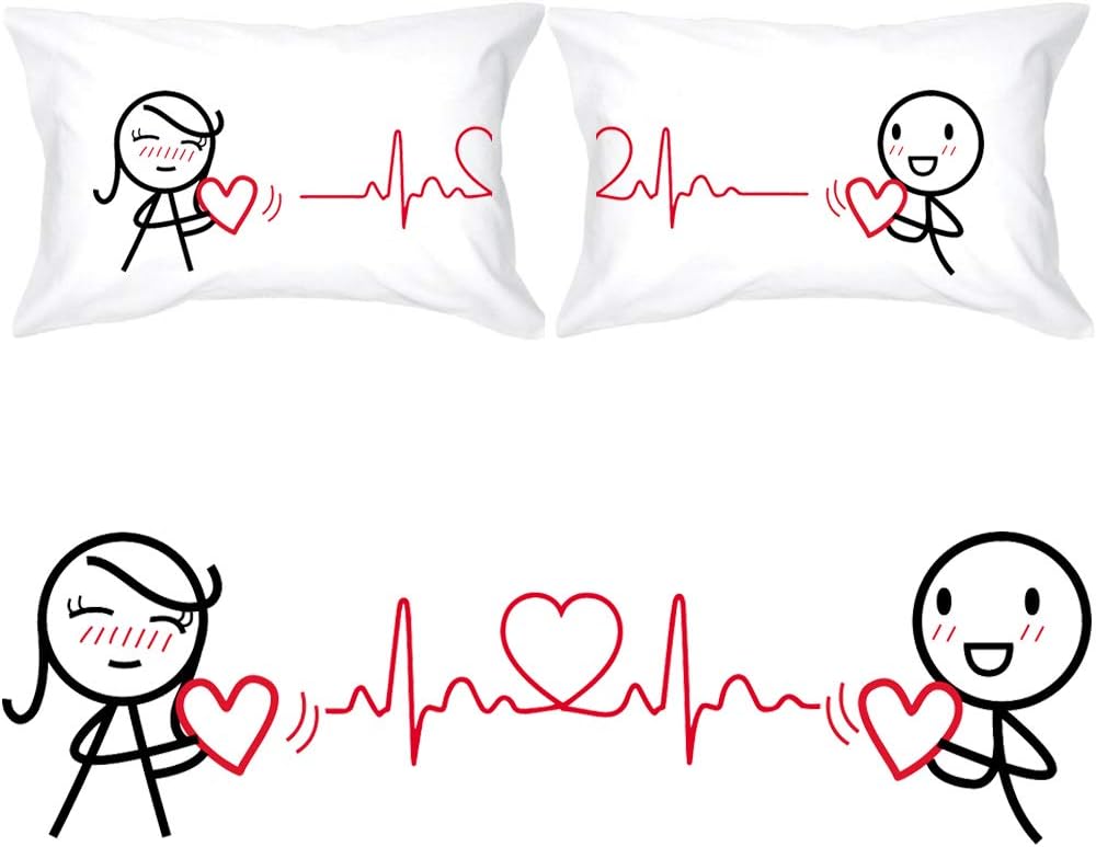 BoldLoft Love You Every Beat of My Heart Couple Pillowcases - Gifts for Couples, Boyfriend, Girlfriend, Anniversary,