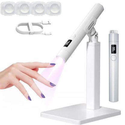 3-in-1 Handheld UV Nail Light Kit - Portable Stand with LCD Display - Cordless UV LED Nail Lamp for Home DIY Manicure