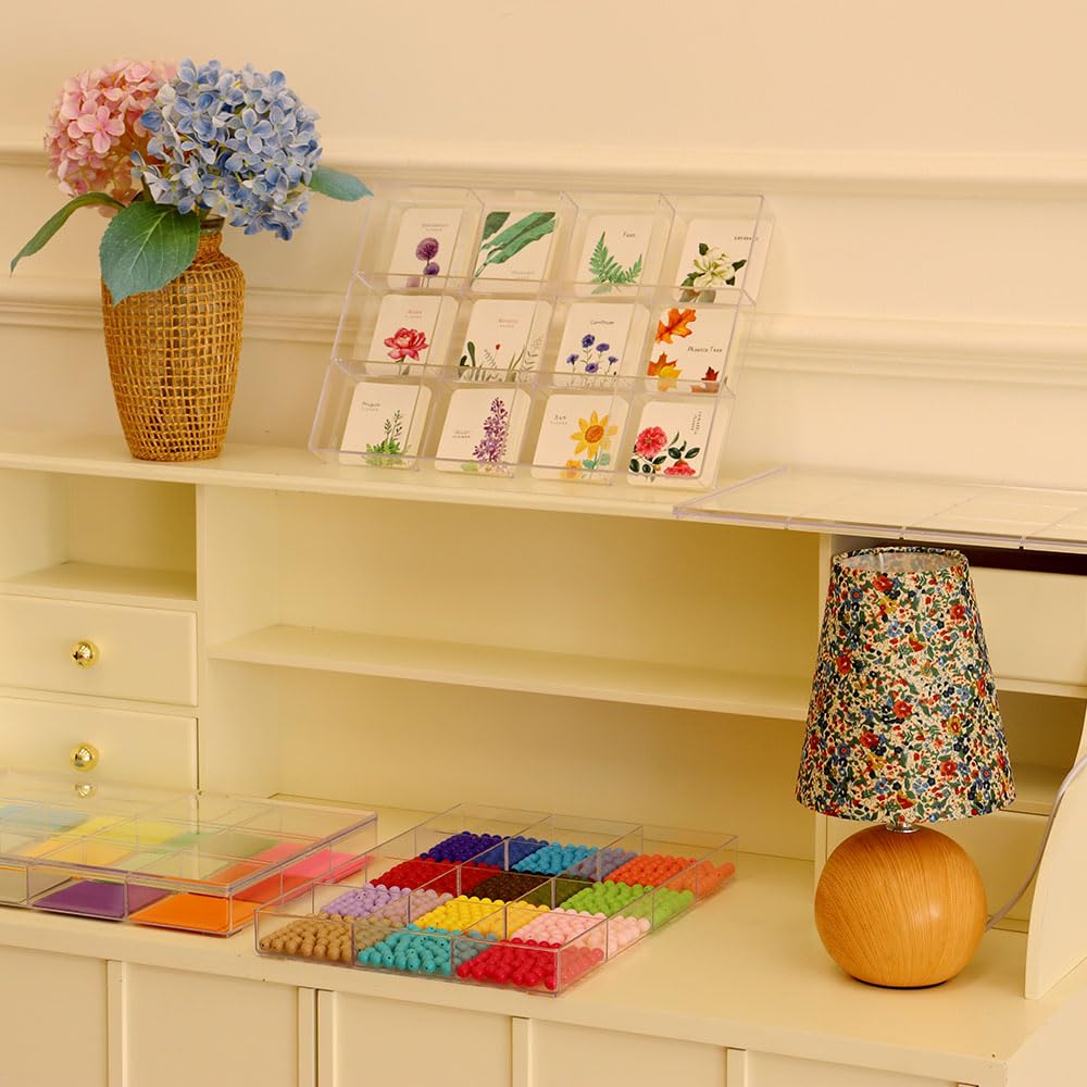 BangQiao Fixed 12 Grids Clear Plastic Storage Box with Detached Lid, Transparent Organizer Case for Bead, Button, Jewelry, Sewing Kit, DIY Accessories, Dental Supplies, Small Parts