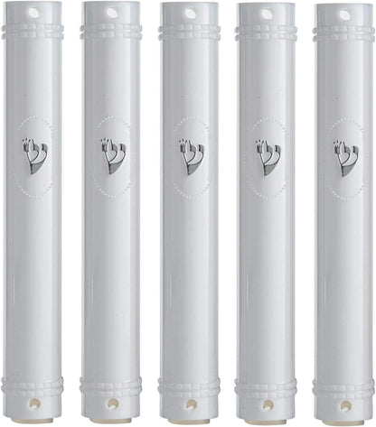 MEZUZAH CASE Holder (shidell) Plastic Semiround Silver Shin Waterproof Rubber Cork, Lot of 5 (White, 15)