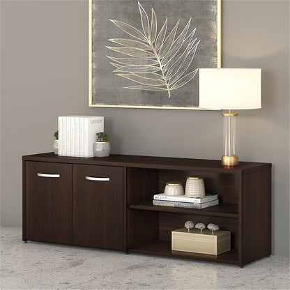 Bush Business Furniture Studio C Low Storage Cabinet with Doors and Shelves in Black Walnut, Office Organizer for Workspace, Compact Unit
