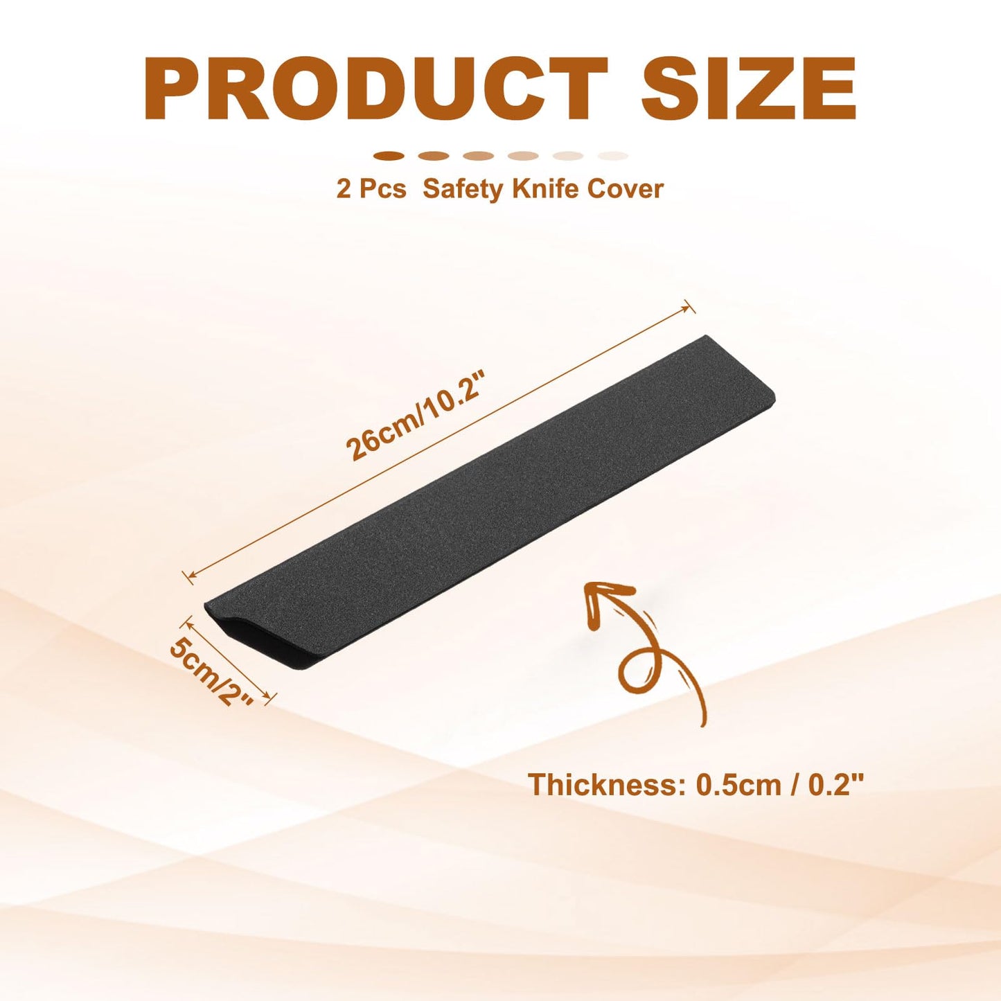 PATIKIL 2 Pcs ABS Knife Cover Sleeves, 10x2 Inch Knife Blade Edge Guard Sheath Universal Blade Protector Flocking for Home Kitchen, Black