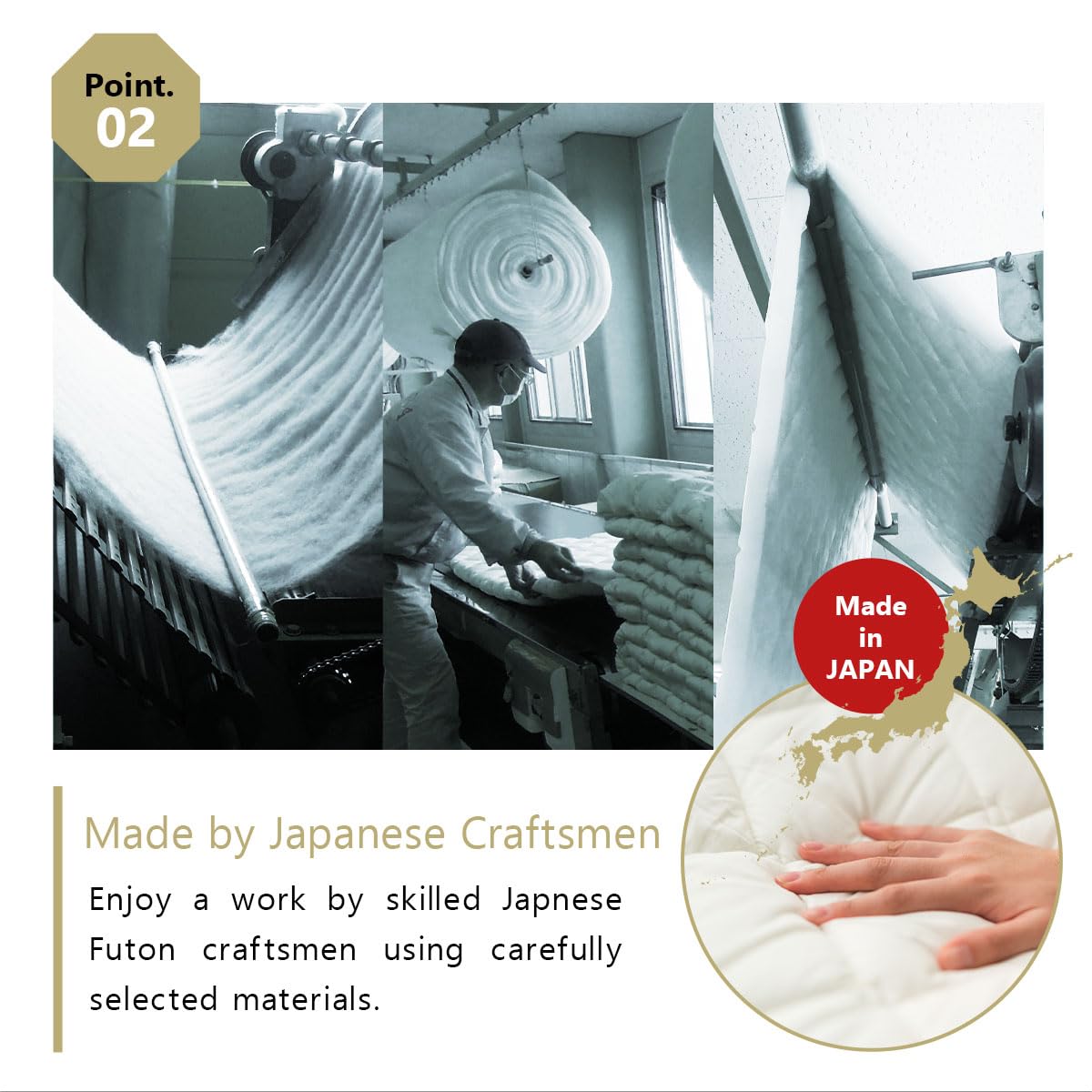 EMOOR Japanese Futon Mattress Premium CLASSE and Tatami Mat Set Twin, Floor Sleeping Mat Sikibuton Igusa Natural Cotton