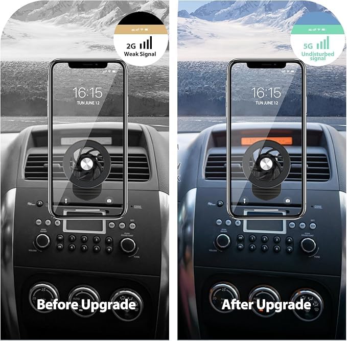 Car Phone Holder,Automobile Air Vent Phone Holder for All Car,360° Rotation, Adjustable Phone Holder with Magnetic Rings for Phone,Black-1