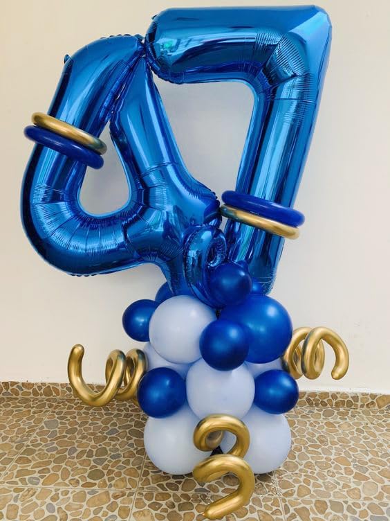 Metallic Blue Number 5 Balloon - 40 Inch Giant Foil Balloon for 5th Birthday Party Decorations