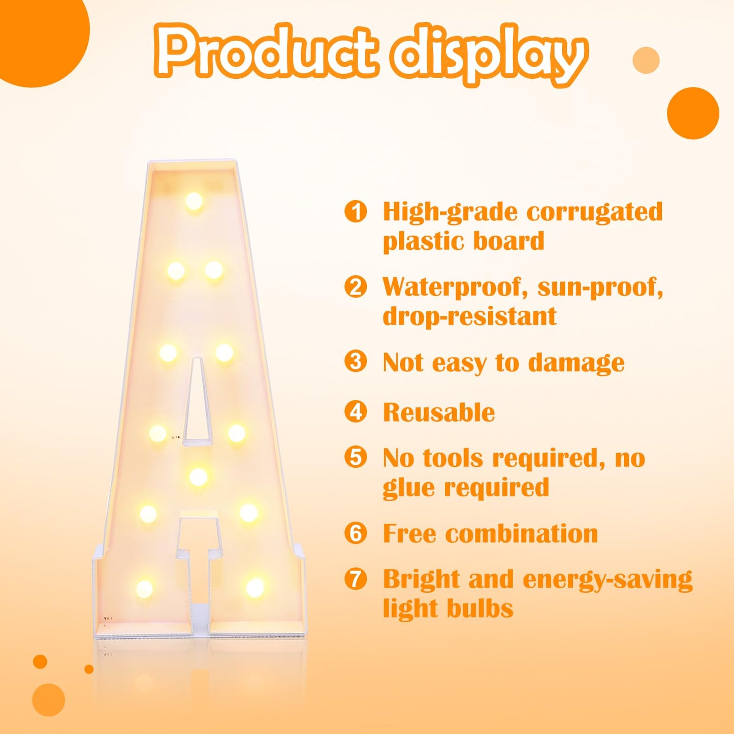 GGPL 4ft Marquee for Letters A, Marry Me Light up Letters, Large Light up Letters, Multifunctional Large Marquee for Letters 4 Feet Tall for Party Decorations, Letter Balloons (Letters A)