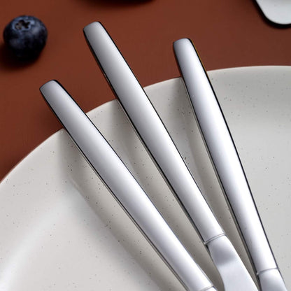 Berglander Dinner Knives Set of 6 - Stainless Steel Shiny Modern Butter Knife Table Knives, Dishwasher Safe