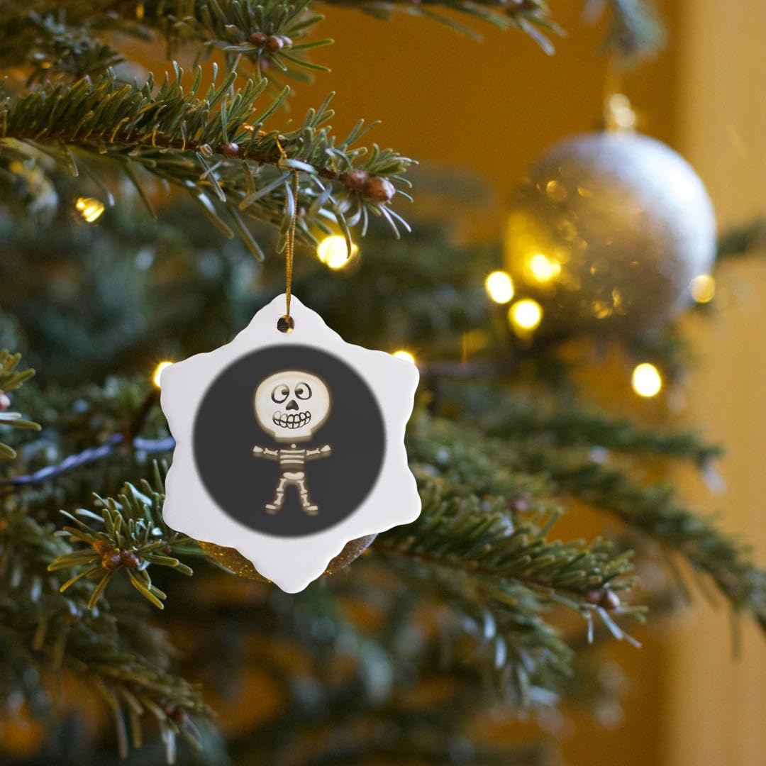 3dRose Sepia Skeleton 3 inch Snowflake Porcelain Ornament