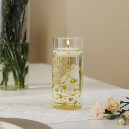 PNJHDZ Set of 3 Glass Cylinder Vases for Centerpieces with 2 Pack Vase Filler 3 Pearl String 6 White Floating Candles for Centerpieces, Table Center Pieces for Wedding Party Home Decor 5, 6, 8 Inch