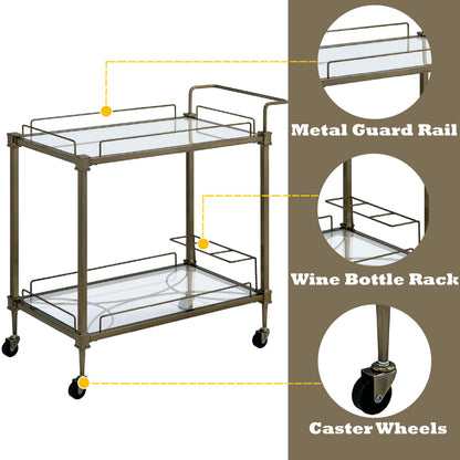 Geelife Aditya Mirrored & Antique Brass Finish Serving Cart