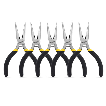BOOSDEN 5 Pack Mini Precision Pliers Set, Small Needle Nose Pliers with Wire Cutter, Black
