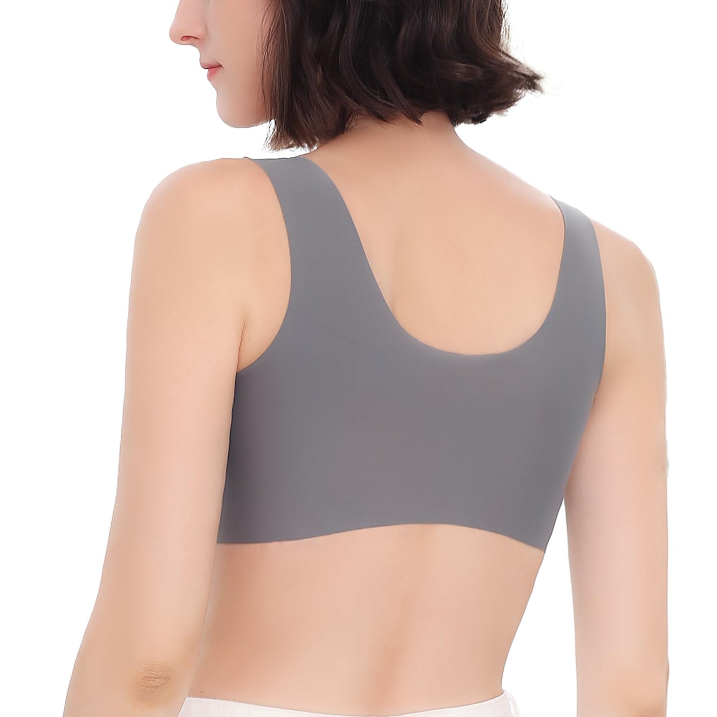 Front Close Bra for Women Push Up Wirefree Bra Seamless No Dig Comfort Brassiere (Gray,38C)