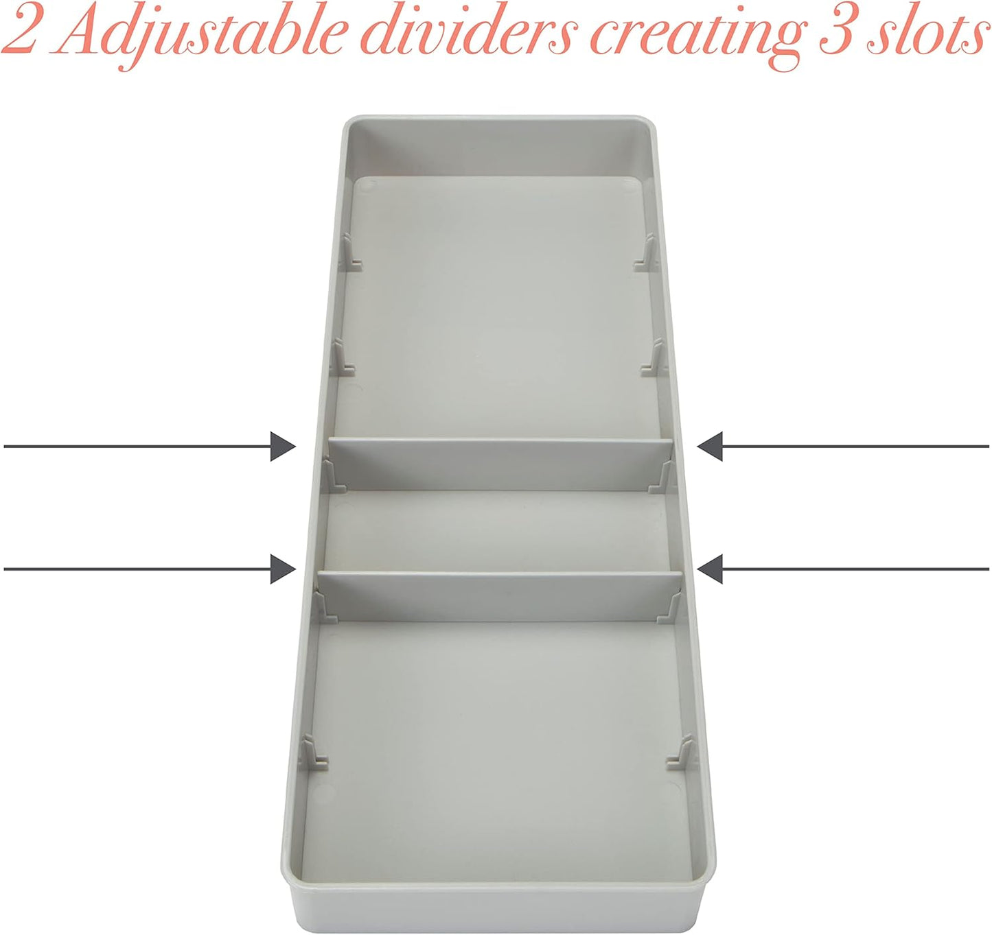 Kitchen Details 3 Compartment Adjustable Drawer Organizer | Utensil & Gadget Holder Tray | Cabinet & Storage