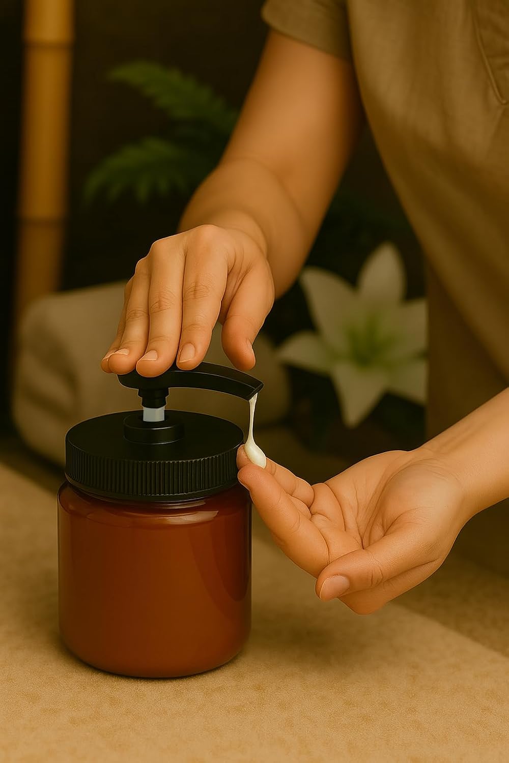 16oz (1, Royal Massage Refillable Pump Jar with Locking Dip Tube Dispenser BPA-Free Plastic Container for Massage Oils