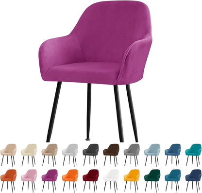 1PC) Velvet Curved Back Dining Room Chair Covers with Arms Stretch Swivel Bar Stool Chair Slipcover with Armrest Accent