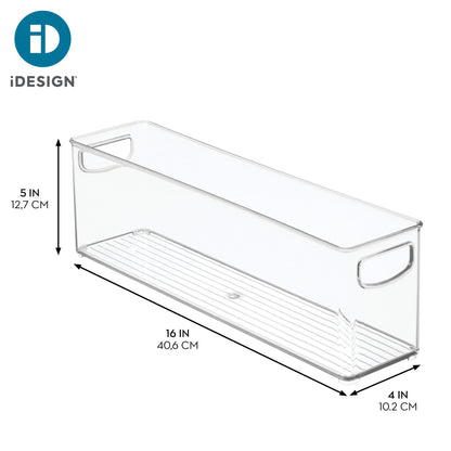 iDesign Small Stackable Storage Bins with Handles, Set of 4, Clear