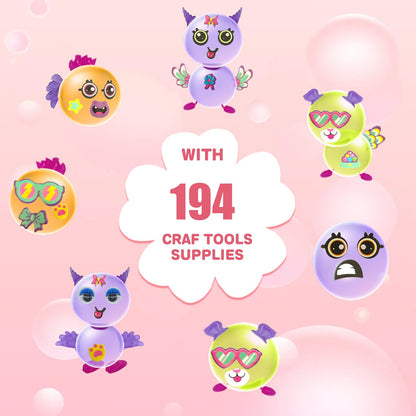 DIY Balloon Animal Craft Kit with Stickers & Air Pump, Create Your Own Magic Balloon Making Craft Toys for Kids, Creative Arts Crafts Birthday Christmas Gifts for Girls & Boys Ages 3-12 (White)