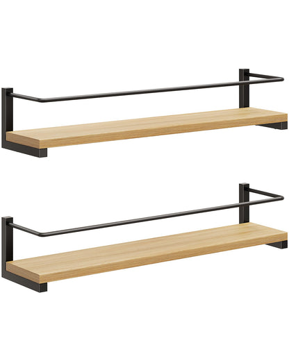 OROPY Spice Rack Wall Mounted, Rustic Wood Hanging Rack for Over The Stove, Kitchen Wall, 2 Pack