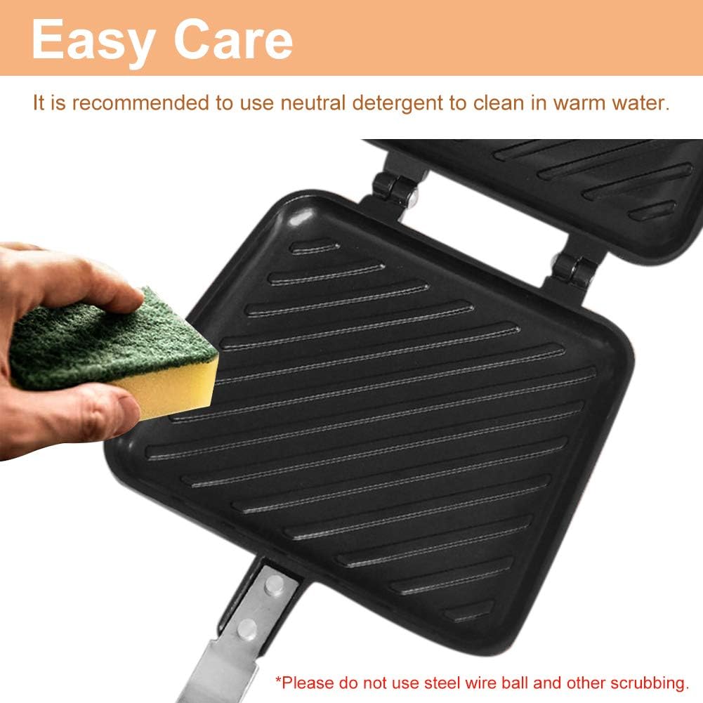 Double-Sided Frying Pan, Non-Stick Sandwich Maker, Grilled Sandwich and Panini Maker, Waffle Pancake Griddle Pan