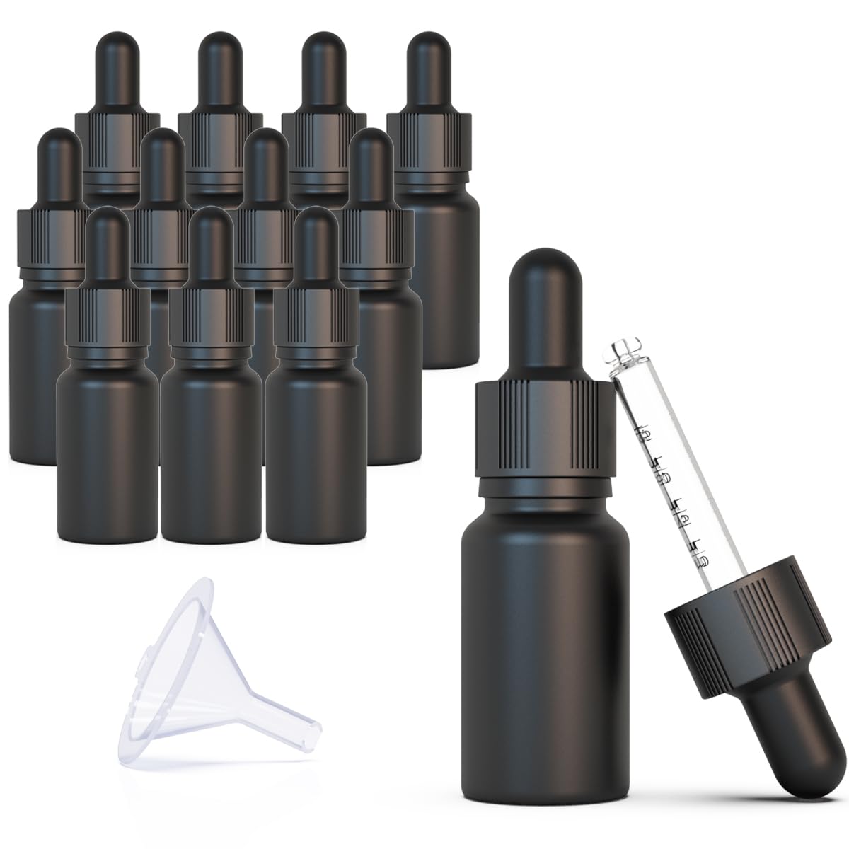 seafulee 10ml Black Coated Glass Bottle with Glass Eye Dropper, 1/3 oz Capacity,UV Safe Bottles for Essential Oils and Aromatherapy Travel Bottle Container(Pack of 12)