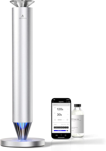 Skiennix Wireless Rechargeable Scent Diffuser Kit - 1500 Sq Ft Coverage, Mood Light & Essential Oil Included | Silver
