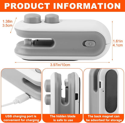 Mini Bag Sealer, USB-C Rechargeable 2 in 1 Heat Sealer with Cutter, Portable Resealer for Food Storage