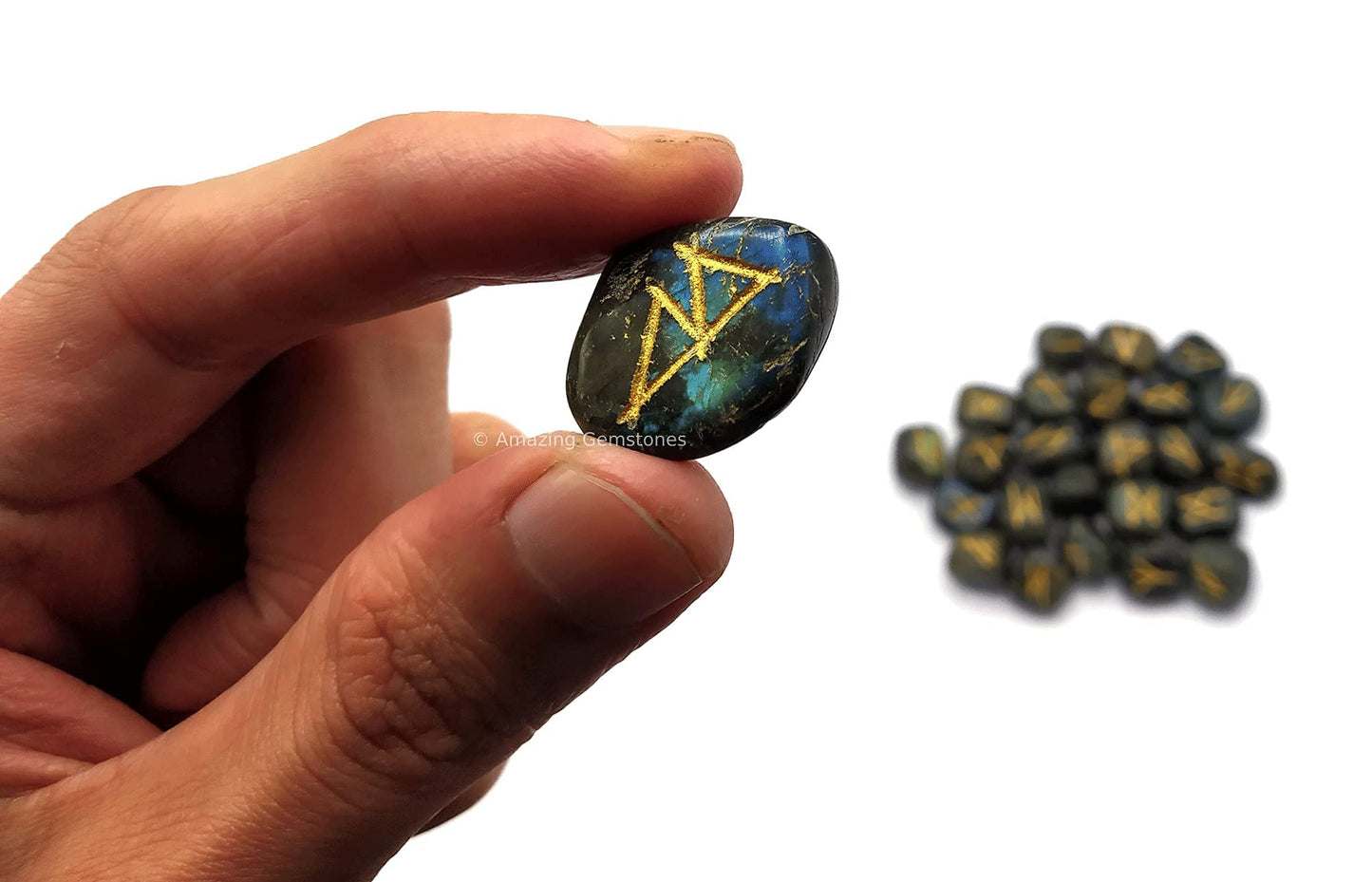 Amazing Gemstone Labradorite Crystal Runes Set of 25 Engraved Rune Stones with Runes Book PDF