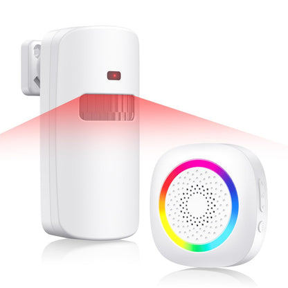 Wireless Motion Sensor Door Chime, Fast Detection PIR Entry Alert(10S Interval Alarm) with 61 Chimes, 5 Volume Levels, RGB Light Indicator, Easy Install for Business, Home, Store, Elderly, Visitors