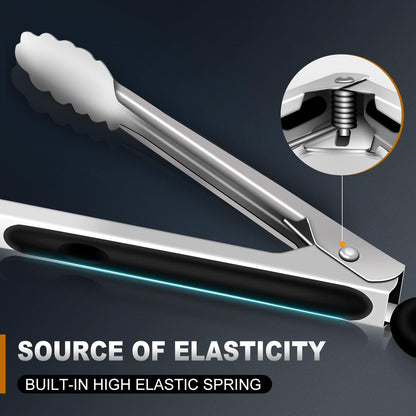 Kitchen Tongs - 9 inch Heavy Duty Food Tongs, Ergonomic Grip Stainless Steel, Perfect for Cooking and Grilling