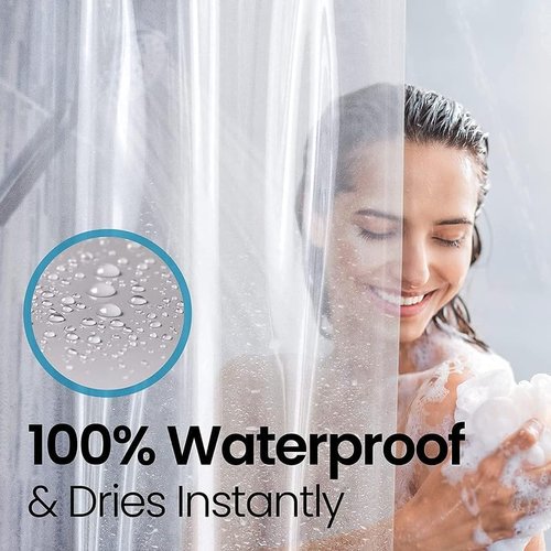 LiBa Waterproof Shower Curtain - Premium Non-Toxic PEVA Liner with Rust-Proof Grommets | Clear 72x84