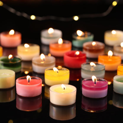 Scented Tea Lights Candles, Vanilla Embrace, 48 Pack – 100% Palm Wax Scented Tealights, Ivory Color, 6 Hour Long Burning, Vanilla Aromatherapy Tea Lights Candles for Relaxation, Home, Spa, Events