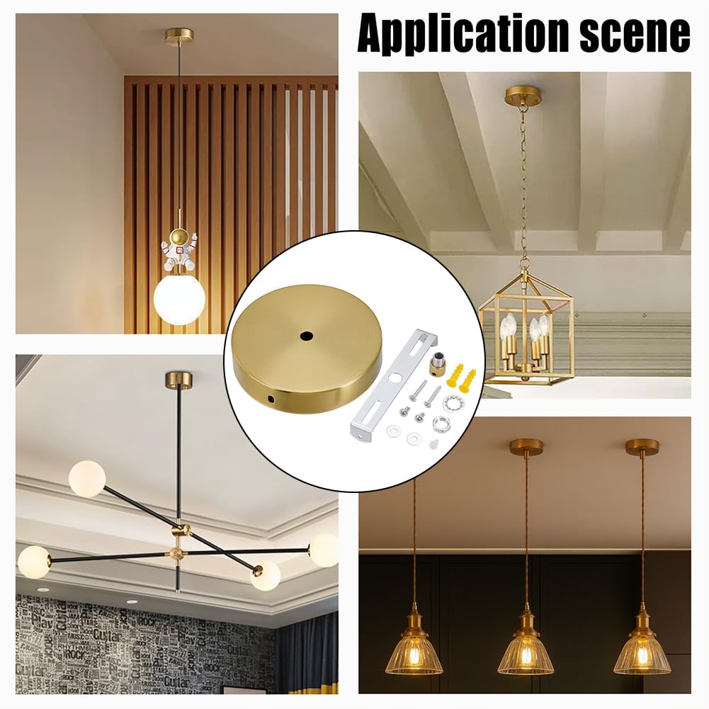 PH PandaHall 2 Sets 4.6 Inches Light Canopy Kit, Golden Round Modern Chandelier Ceiling Plate Replacement Iron Chandelier Canopy for DIY Project Lighting Fixtures Chandelier Pendant Wall Lamp