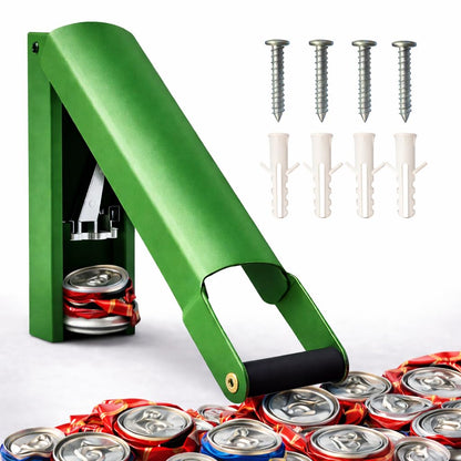 Green Сan Crusher for Recycling - 8oz 12 oz 16oz Heavy Duty Aluminum Can Smasher Countertop Metal Compactor Can Crusher Foot for Recycling Beer Seltzer Soda Cans and Plastic Bottle