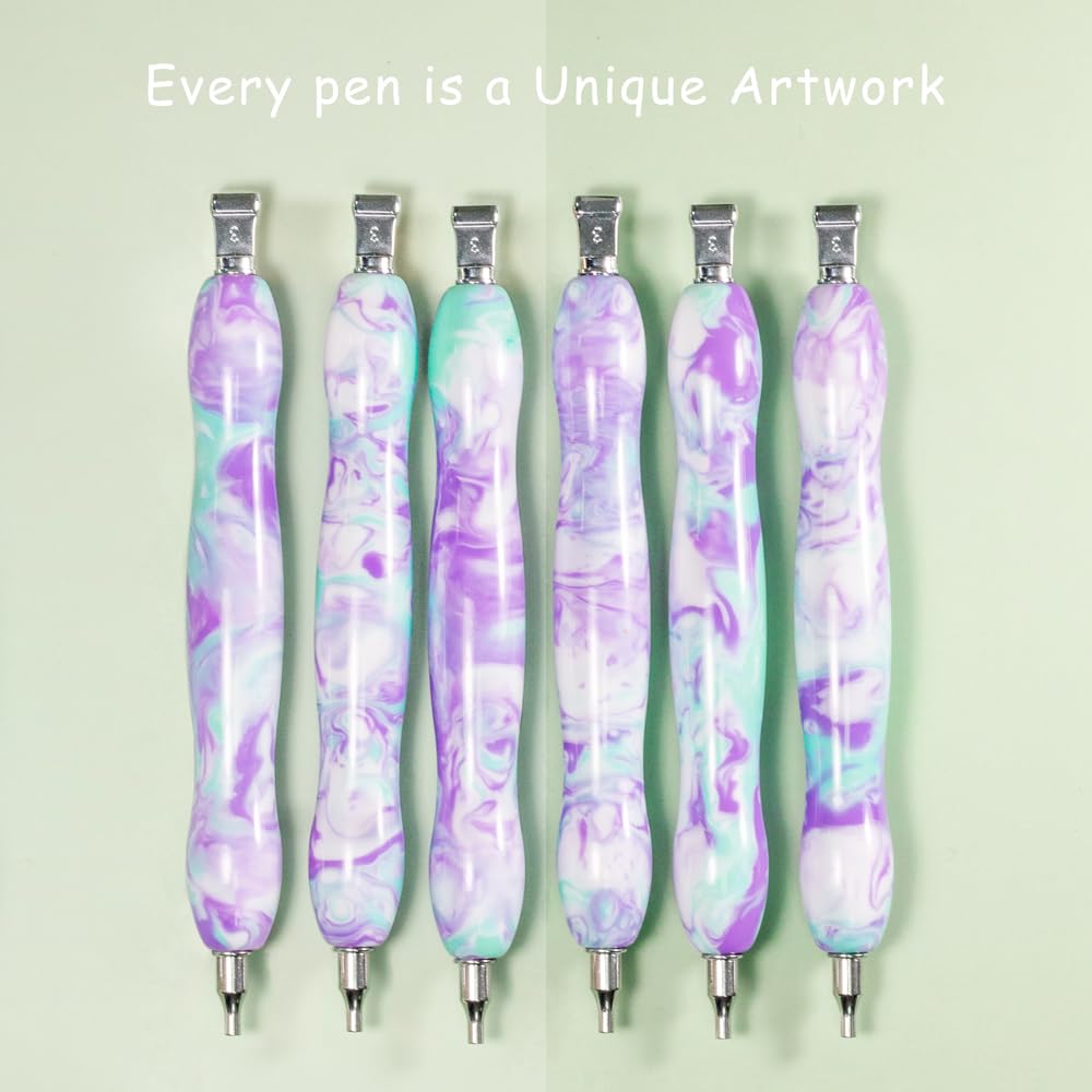 Praise V Do Diamond Painting Art Drill Pen Kit with Screw Steel Rose Metal Tip Nibs Placers Tool Accessories, Ergonomic Diamond Art Pen for 5D Diamond Paint Bead Dot PurpleLtblue