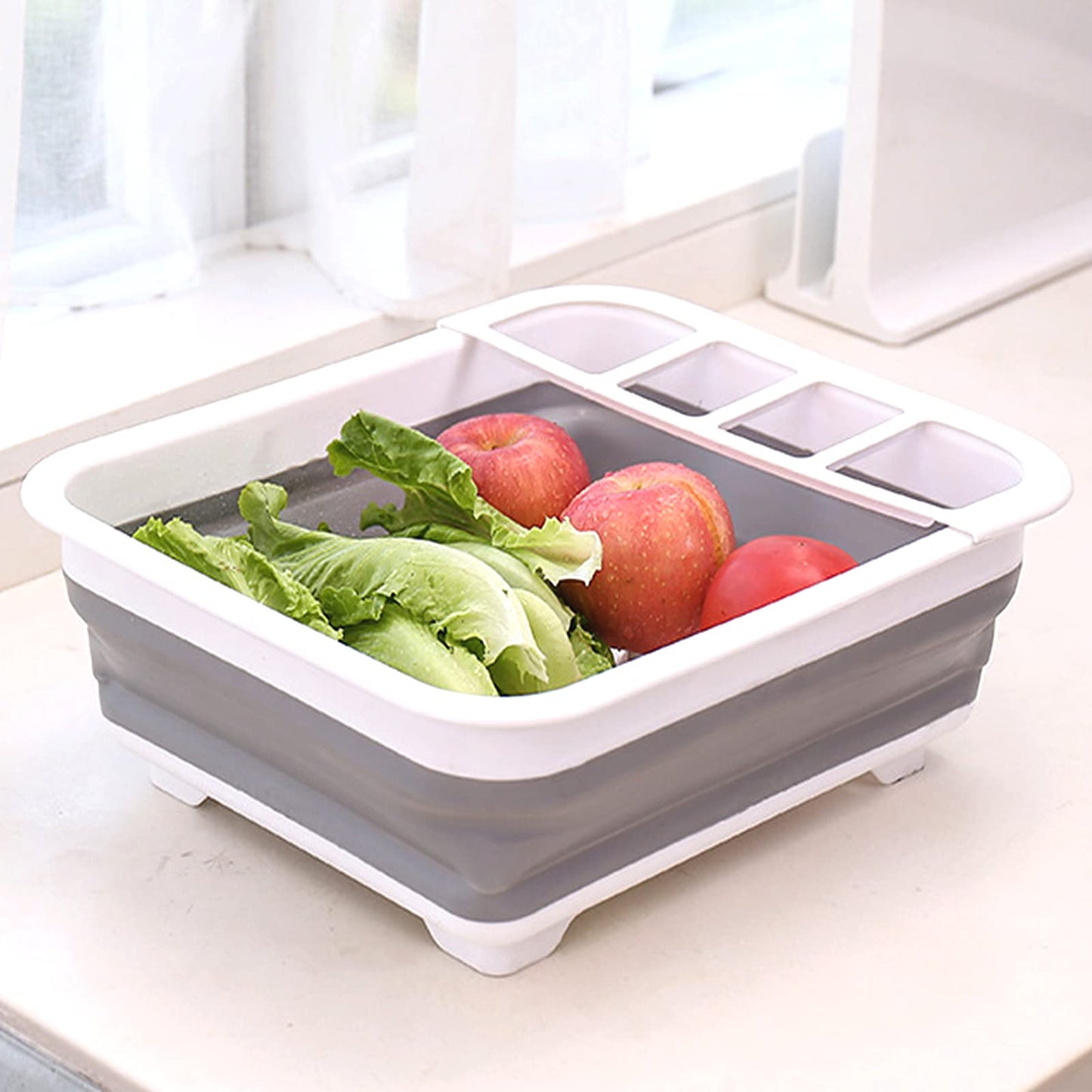 Collapsible Dish Drainer with Drain Plug & Swivel Spout - Space-Saving, Portable Dish Rack for Kitchens, RVs, Campers & Travel Trailers