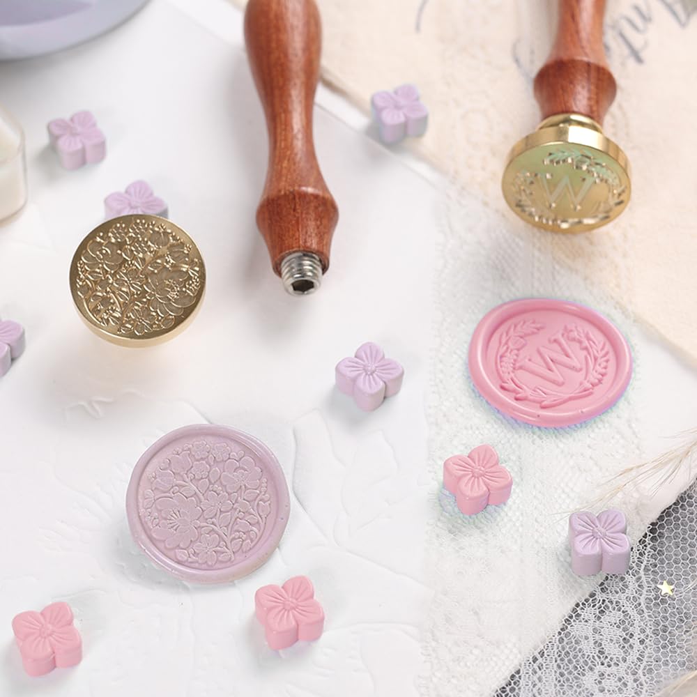 WUERLIN Initial Letter Alphabet W Wax Seal Stamp, Wicker Eucalyptus Sealing Stamp With Flower for Wedding Invitation, Gift Wrap, Envelopes, Christmas Card