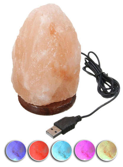 Clearance! ! ! JIC Gem Natural USB Himalayan Salt Lamp Crystal Salt Rock Mini Hand Carved Lamp with Multi-Color LED Changing Bulb