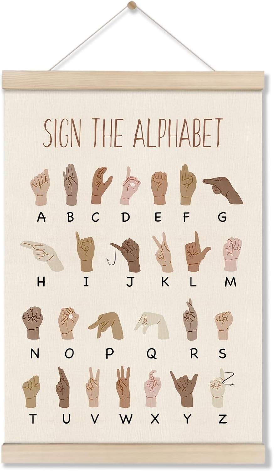 16x12 Inch, DOI-LANEE ASL Alphabet Poster Hanger Frame, Educational Posters for Toddlers American Sign Language, ABC