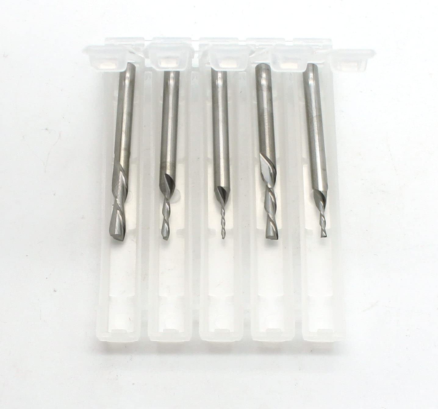 TEMO 5pc Carbide Downcut Inlay Router Bits Set 1/8, 3/32, 1/16, 3/64, and 1/32 Inch Diameter 1/8 Inch Shank, Ideal for Wood Carving, Slot Mortise, Engraving, Grinding
